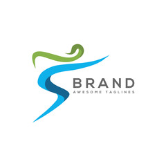 Abstract human body symbol with colorful concept . Sport fitness medical or health care center logo design concept.