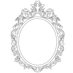 Vintage oval graphical frame in antique style. Vector.
