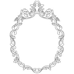 Vintage oval graphical frame in antique style. Vector.
