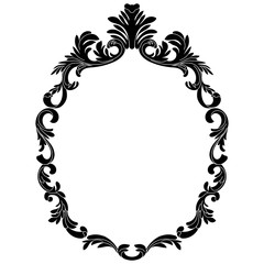 Vintage oval graphical frame in antique style. Vector.