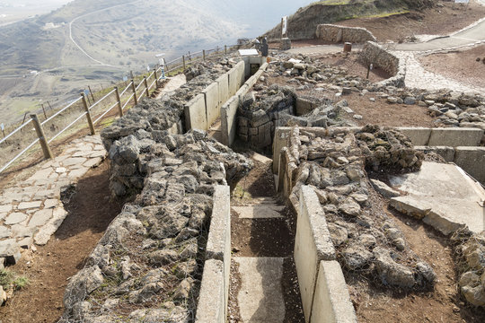 Old abandoned trenches from the time of the Yom Kippur War on the Golan Heights, Israel