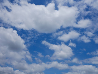 blue clear sky with many cloud, is freshy bright and fresh atmosphere