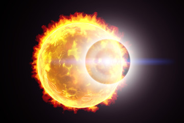 Solar flare, 3D illustration. Astronomy beautiful background