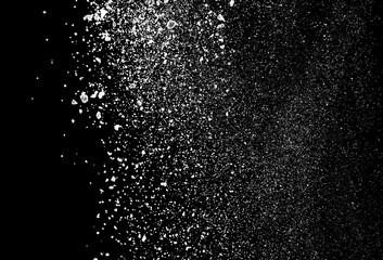 white powder explosion isolated on black background for graphic resources