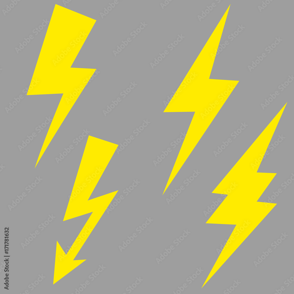 Poster lightning bolt vector icon set