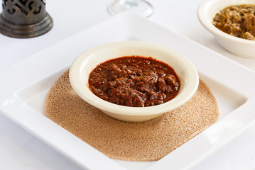 Ethiopian Food with Injera Bread