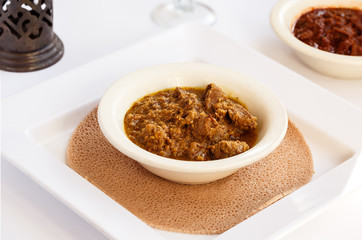 Ethiopian Food with Injera Bread
