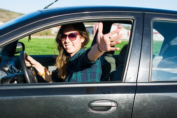 Happy female driver