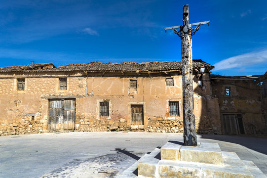 Plaza de la picota en Maderuelo, Segovia, Espa&ntilde;a