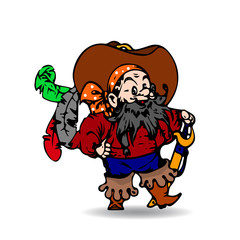 A cheerful pirate, with a sword. A cartoon on a white background.