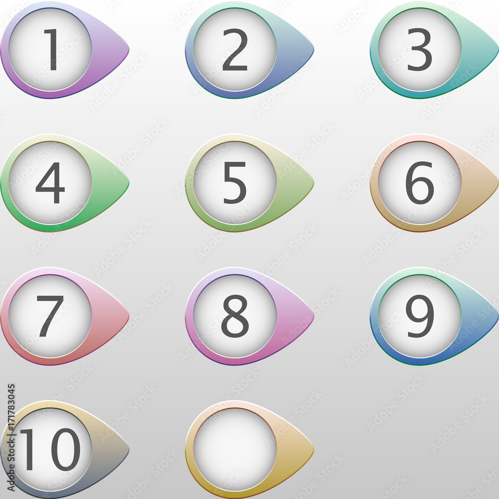 Poster number bullet point colorful 3d markers