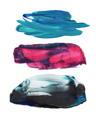 Colorful paint brush stroke set. Acrylic paint texture. Artistic decor creative elements
