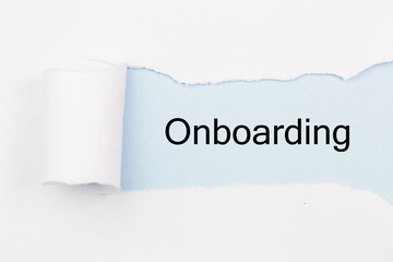 Onboarding written under torn paper