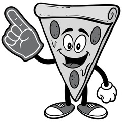 Pizza with Foam Finger Illustration