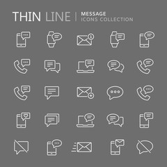Collection of message thin line icons