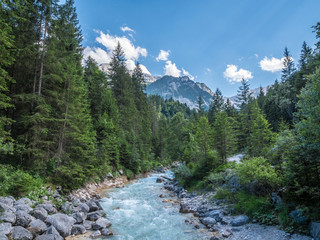 Obraz premium The river in mountains of Alps in Tyrol, Bavaria