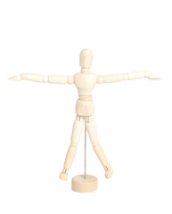 Wooden artist mannequin representation vitruvian man
