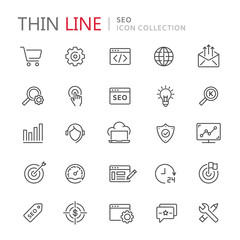Collection of seo thin line icons.