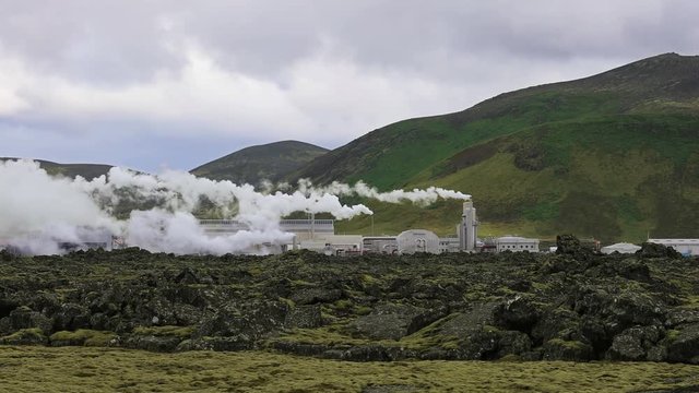 Geothermal power station in Iceland. Generation of ecologically clean renewable energy
