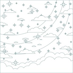 Stars in the night sky- colorless. Stock flat vector illustration.