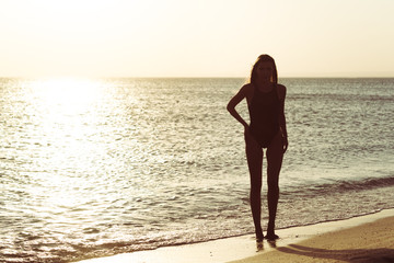 Woman is alone at beach