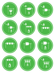 Set of cooking on campfire icons. Vector illustration