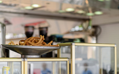 Glass display stand in churreria