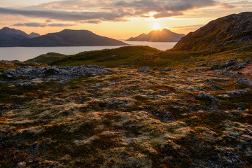 Beautiful sunset at the coast of Norway