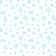 Seamless pattern, background, substrate of blue snowflakes.