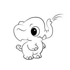 Vector Illustration Of Cartoon Elephant