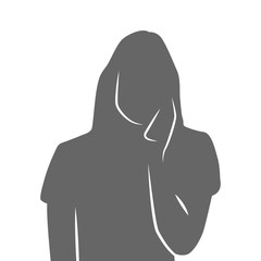 Portrait of a woman talking on the phone and waiting silhouette