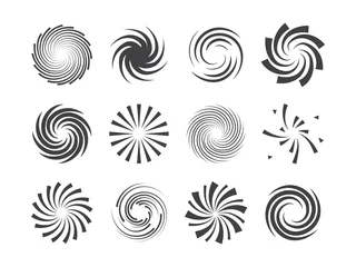 Rolgordijnen Spiral and swirl motion twisting circles design element set © SolaruS