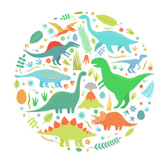 Obraz premium Dinosaurus in circle