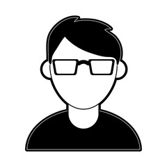 man wearing glasses avatar icon image vector illustration design  black and white