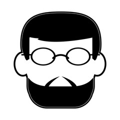 bearded man wearing glasses avatar icon image vector illustration design  black and white