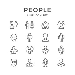 Set line icons of people