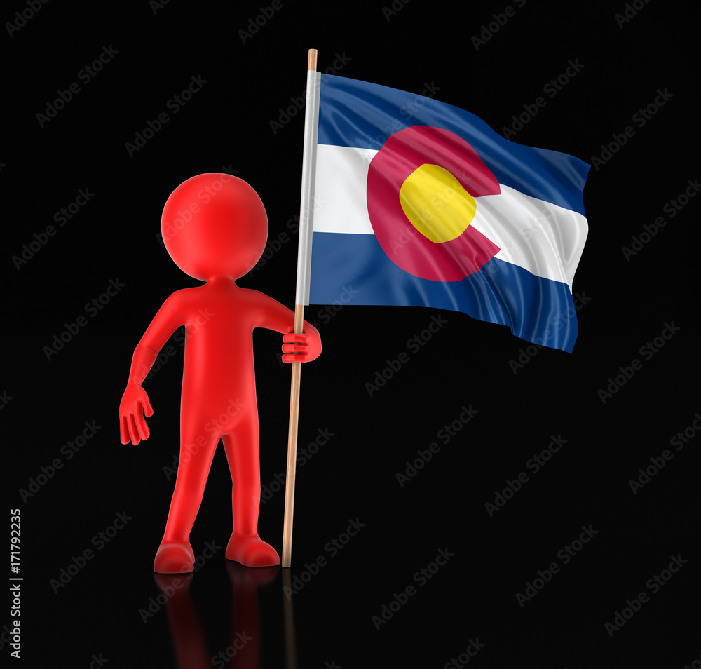 Poster man and flag of the us state of colorado. image with clipping path