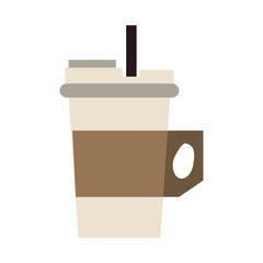 coffee beverage in disposable cup icon image vector illustration design 