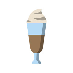 coffee beverage with whipped cream in glass cup icon image vector illustration design 