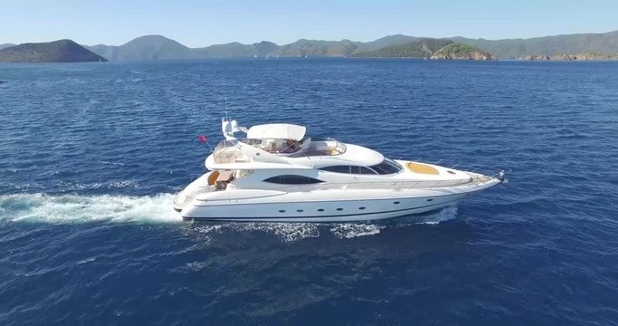 Luxury white yacht on sea