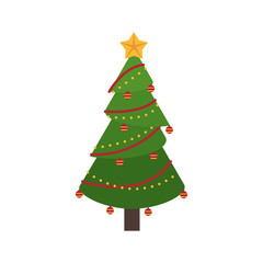 pine tree with lights christmas related icon image vector illustration design 