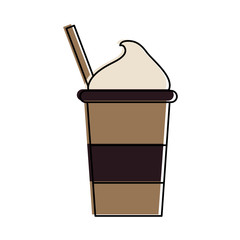 coffee beverage with whipped cream in glass cup icon image vector illustration design 