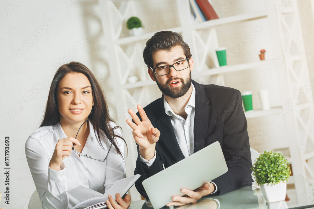 Canvas Prints european man and woman working on project