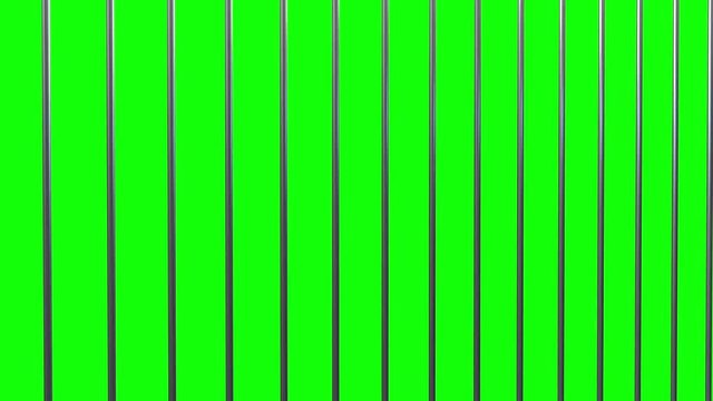 Prison bars on white. 4K video clip on chroma key green screen