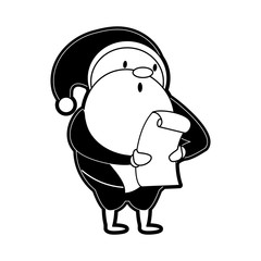 santa claus reading list christmas related icon image vector illustration design  black and white