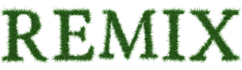 Remix - 3D rendering fresh Grass letters isolated on whhite background.