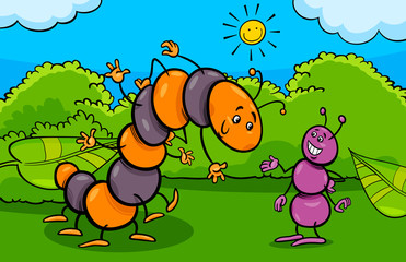 Obraz premium ant and caterpillar insect cartoon characters