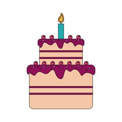 cake with candle birthday pastry icon image vector illustration design 