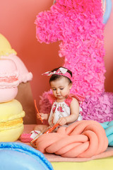 Cute little girl celebrate her first birthday