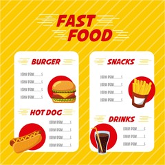 Obraz premium fast food restaurant menu brochure vector illustration
